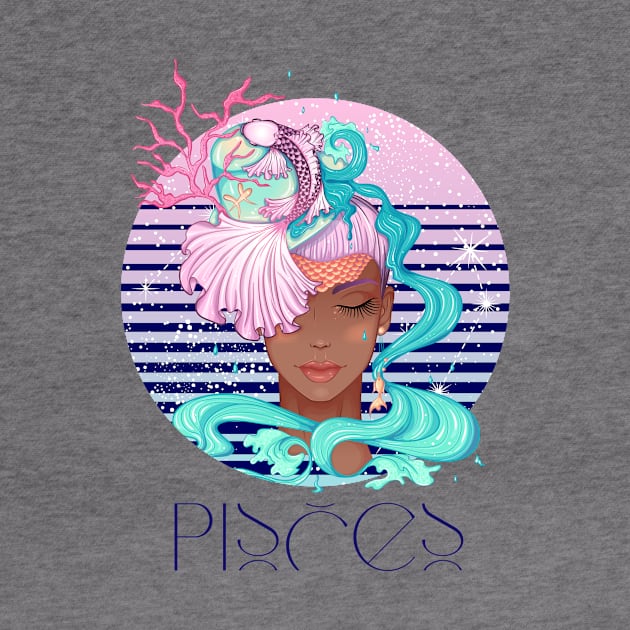 Pisces Zodiac Sign | Circle Beautiful Girl by Violete Designs